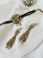 Серьги длинные палочки с шариками, бронза