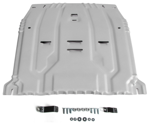 Защита картера и КПП AutoMax для Hyundai Santa Fe IV (V - 2.2D; 2.4; 3.5) 2018-2021/Hyundai Tucson III (V - 1.6 (132/177 л.с.); 2.0; 2.0D) 2015-2018/Hyundai Tucson III рестайлинг (V - 1.6T GDI (177 л.с.); 2.0; 2.0D; 2.4) 2018-2021/Kia Sorento III Prime (V - 2.2D; 2.4; 3.3) 2015-2017/Kia Sorento III Prime рестайлинг (V - 2.2D; 2.4; 3.5) 2017-2020/Kia Sportage IV (V - 1.6T (177 л.с.); 2.0; 2.0D) 2016-2018/Kia Sportage IV рестайлинг (V - 2.0; 2.0D; 2.4) 2018-н.в., алюминий 2.5 мм, с крепежом, штампованная, AM333.2375.1