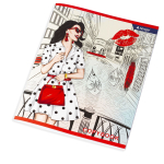 Тетрадь 48л., А5, клетка, Alingar "Girls in the city", скрепка, мелованный картон (стандарт), выб УФ лак, блок офсет, 4 дизайна в пленке т/у