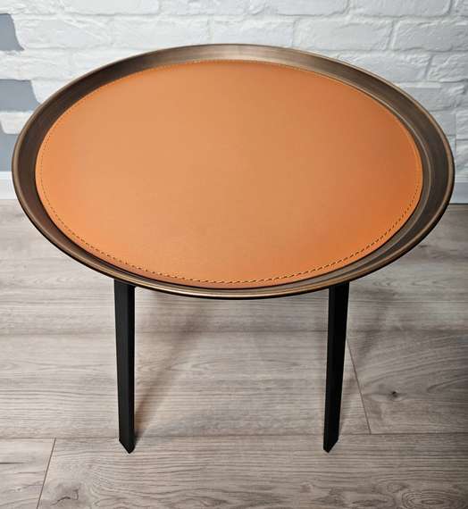 Журнальный столик Hush Leather Plate, Ø48х49 см