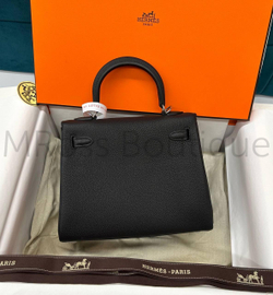 Сумка Hermes Kelly Lakis 25 женская черная из кожи