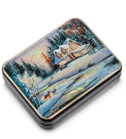 Народные промыслы ШК-55/ 22 Шкатулка «Зимний пейзаж» Белова