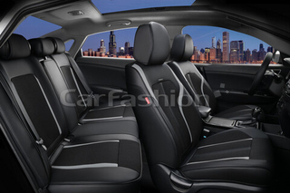 Чехлы на сидения CarFashion каркас 5D«CORRIDA PLUS» 27020 -Экокожа черный/черный/серый