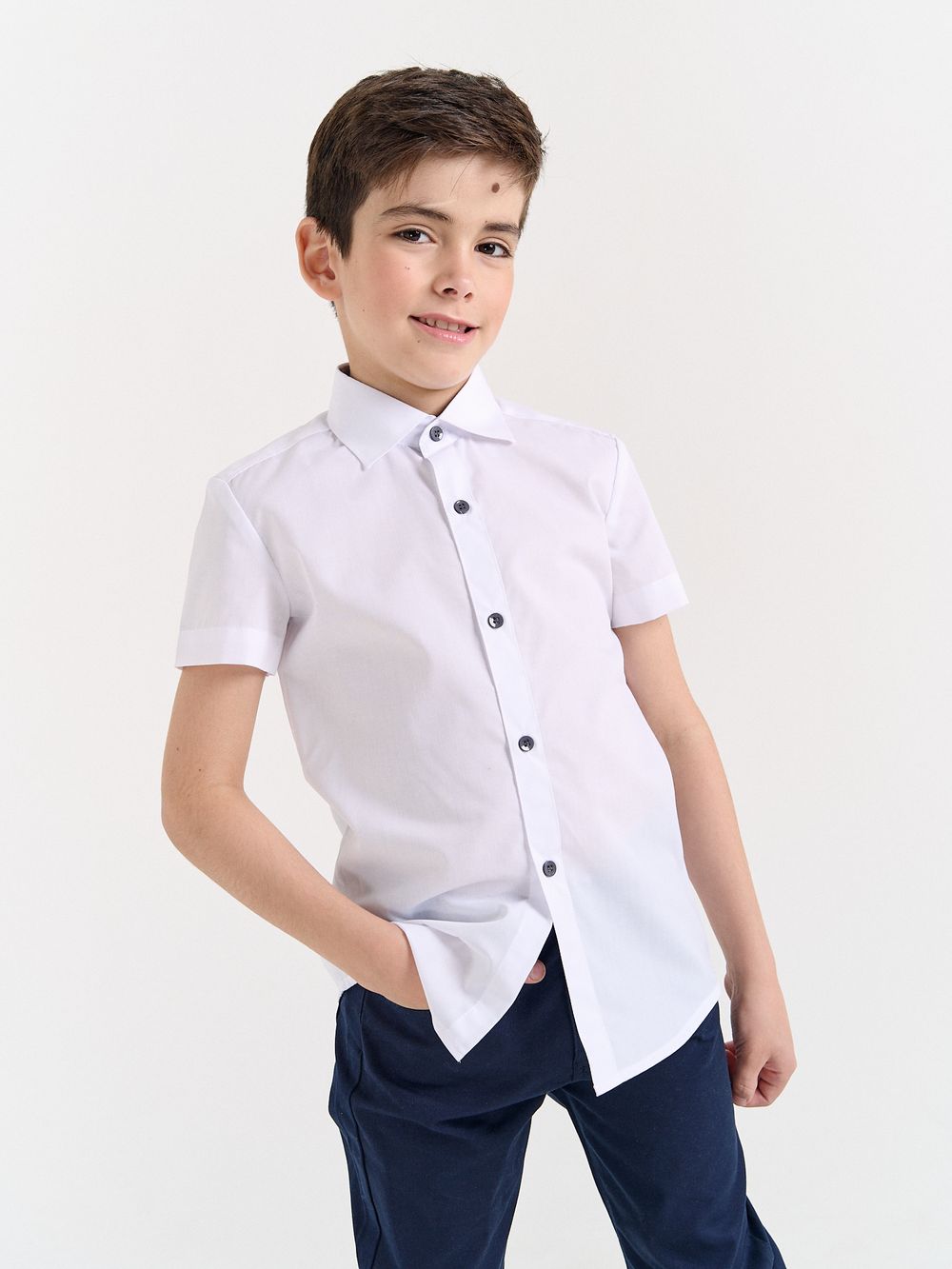 Рубашка с коротким рукавом "Белая" для мальчика 7+