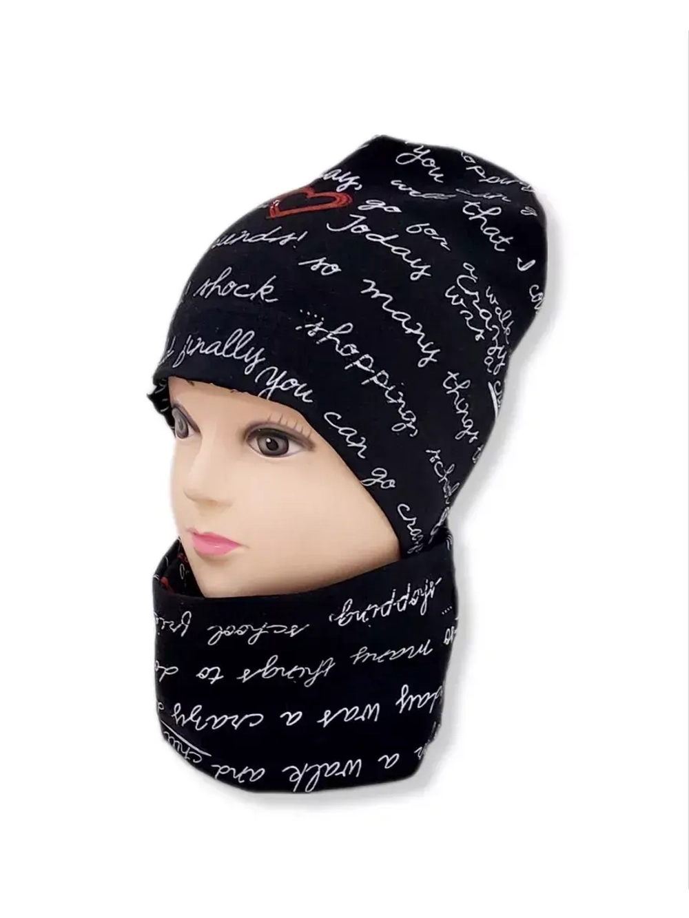 Комплект шапка трикотаж детская со снудом.