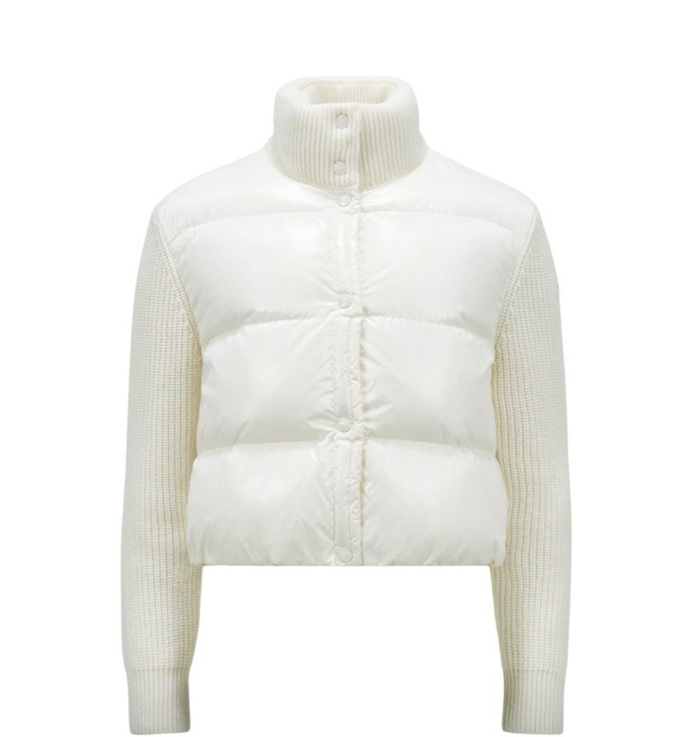 Утеплённый шерстяной жакет с пухом и лаковым нейлоном от Moncler