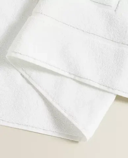 ZARA HOME ХЛОПКОВЫЙ НЕСКОЛЬЗЯЩИЙ КОВРИК ДЛЯ ВАННОЙ, БЕЛЫЙ