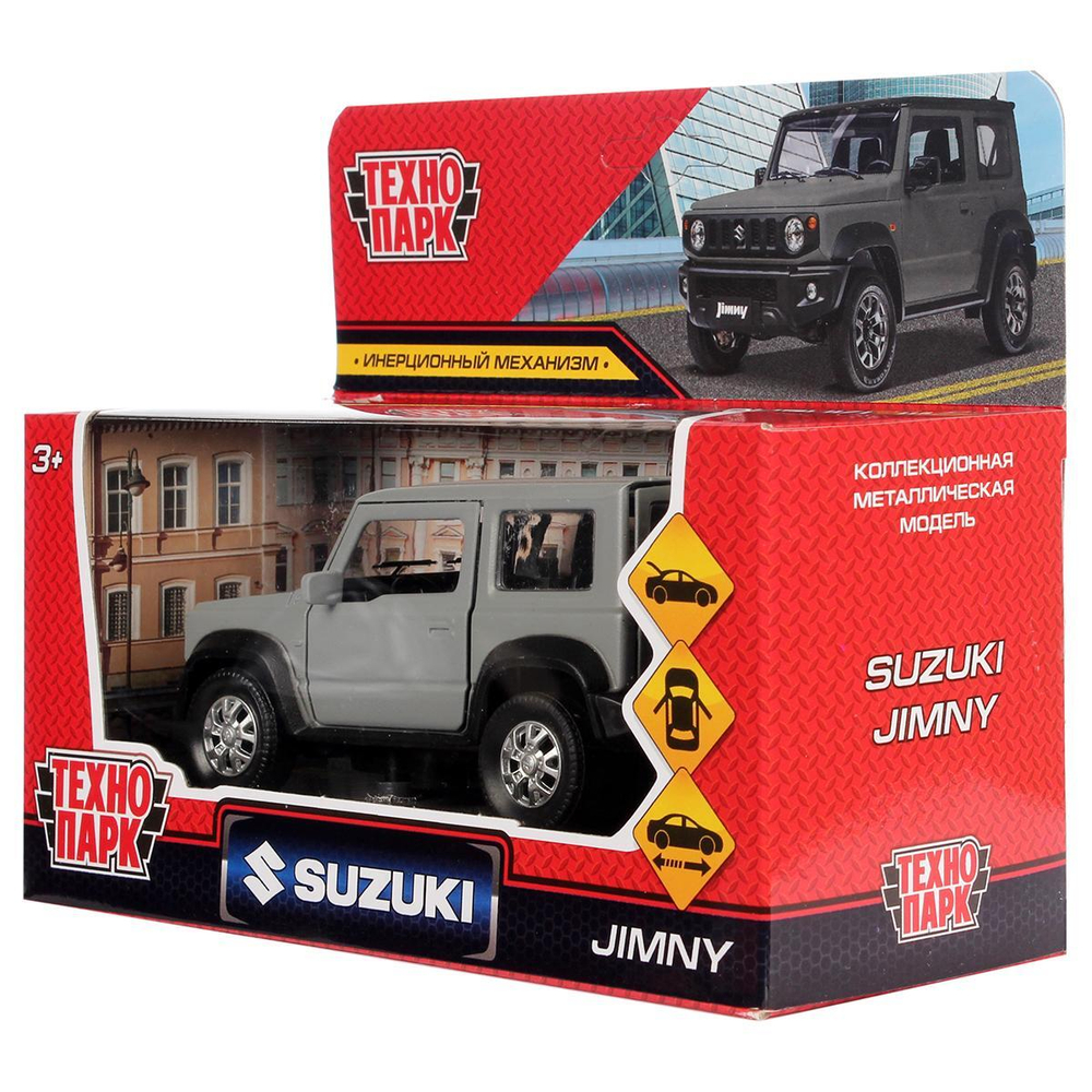 Модель ин. мет. "Suzuki Jimny" 11,5см. двер, багаж, сер, коробка JIMNY-12FIL-GY (Технопарк)