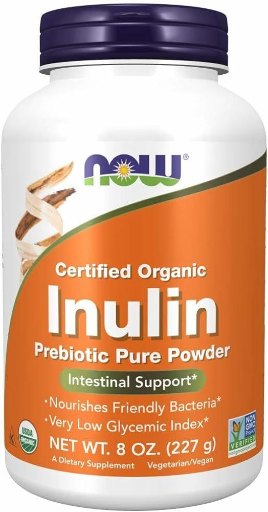 NOW Foods Certified Organic Inulin Prebiotic Pure Powder 8 oz (227 g) | Сертифицированный органический инулин, чистый порошок пребиотика