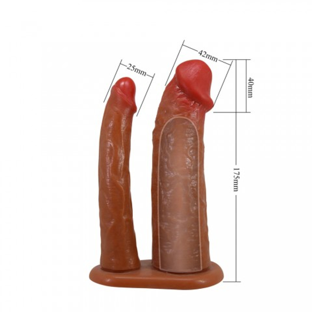 Двойная насадка на пенис Yairon, 17,5 см, телесная