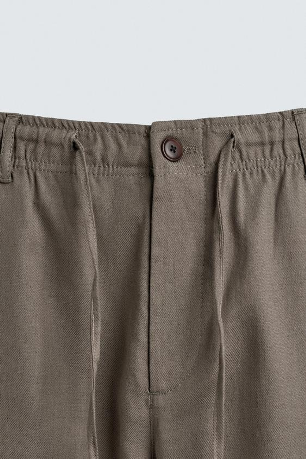 ZARA БРЮКИ RELAXED FIT ИЗ ХЛОПКА И ЛЬНА, СЕРО-КОРИЧНЕВЫЙ