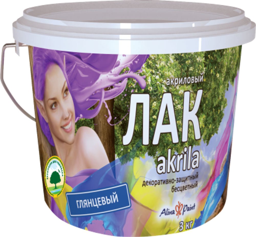 ЛАК АКРИЛ ALINA PAINT БЕСЦВ.ДЕКОРАТИВНЫЙ AKRILA-ГЛЯНЦ 3КГ