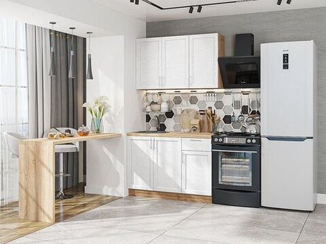 Прямая модульная кухня Сканди-05 White Softwood - Дуб Вотан 2140*1200*600