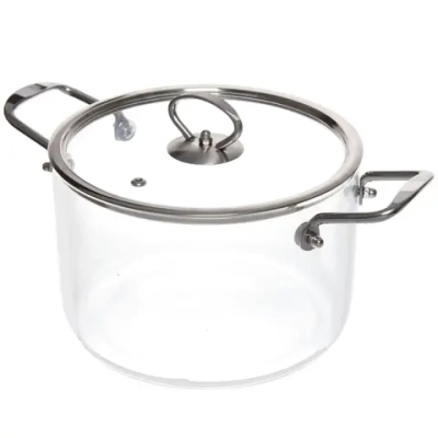 Кастрюля из боросиликатного стекла 3,5л «Хай-Тек» с металлическими ручками