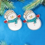 Зажимы для волос детские 2шт «БИСКВИТ», Снеговик, 5см