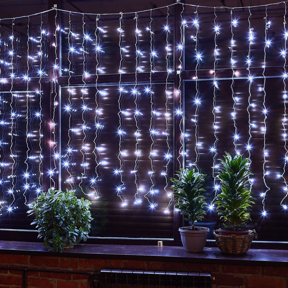 ULD-C3020-160-DTA WHITE IP20 Занавес светодиодный. 3х2м. 160 светодиодов. Белый свет. Провод прозрачный. TM Uniel