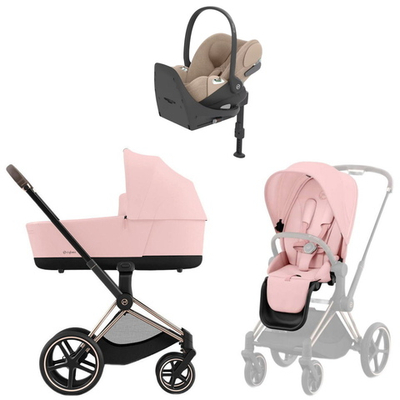 Коляска Cybex Priam IV Rosegold complete Cloud T Cozy Beige Plus Base T 3 в 1 Peach Pink