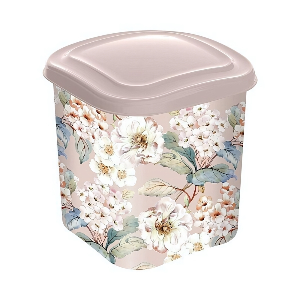 Емкость для сыпучих продуктов 1,1л с декором (бежевый)