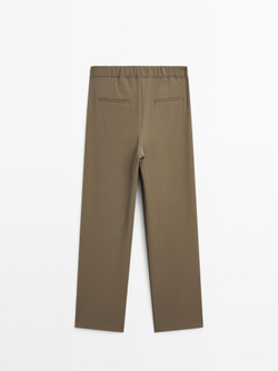 Massimo Dutti Струящиеся брюки с широкими штанинами и защипами, кротово-коричневый