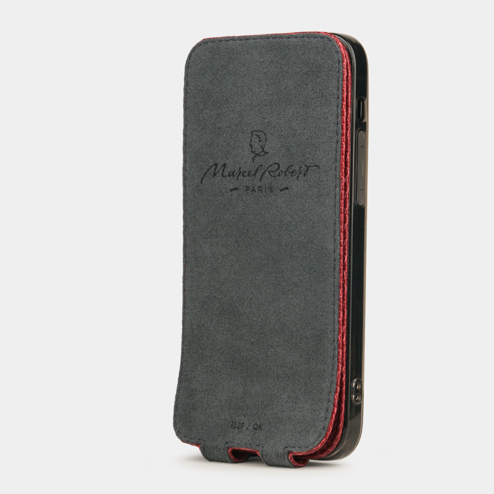 Чехол для iPhone 12/12Pro из кожи ящерицы красного цвета