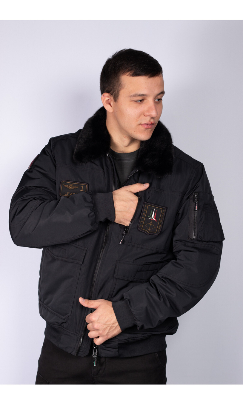 Куртка с воротником из меха AERONAUTICA MILITARE