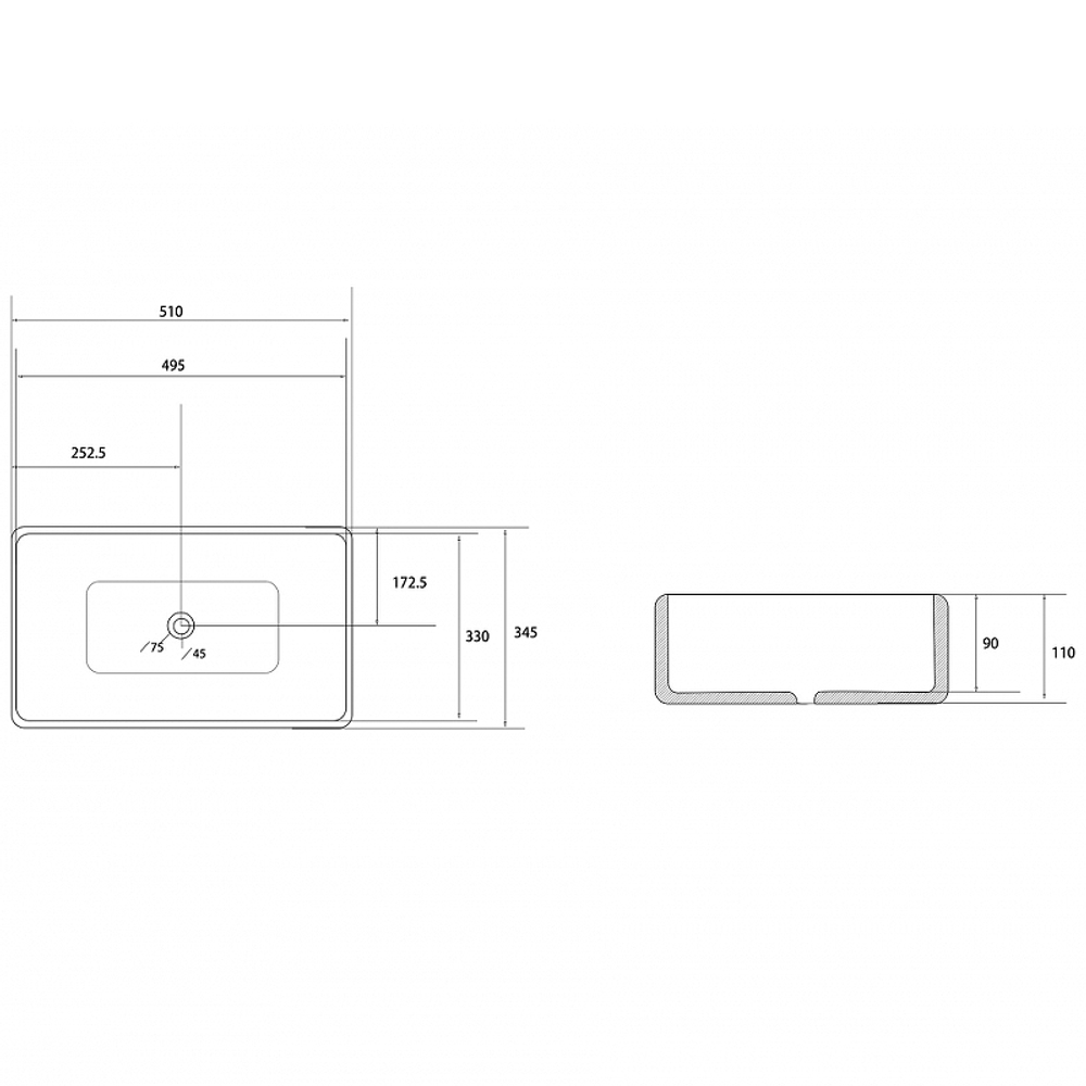 Раковина-чаша Abber Rechteck 51 AC2207 Белая