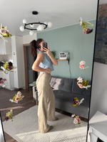 Брюки Боуи из экокожи в оттенке миндаля