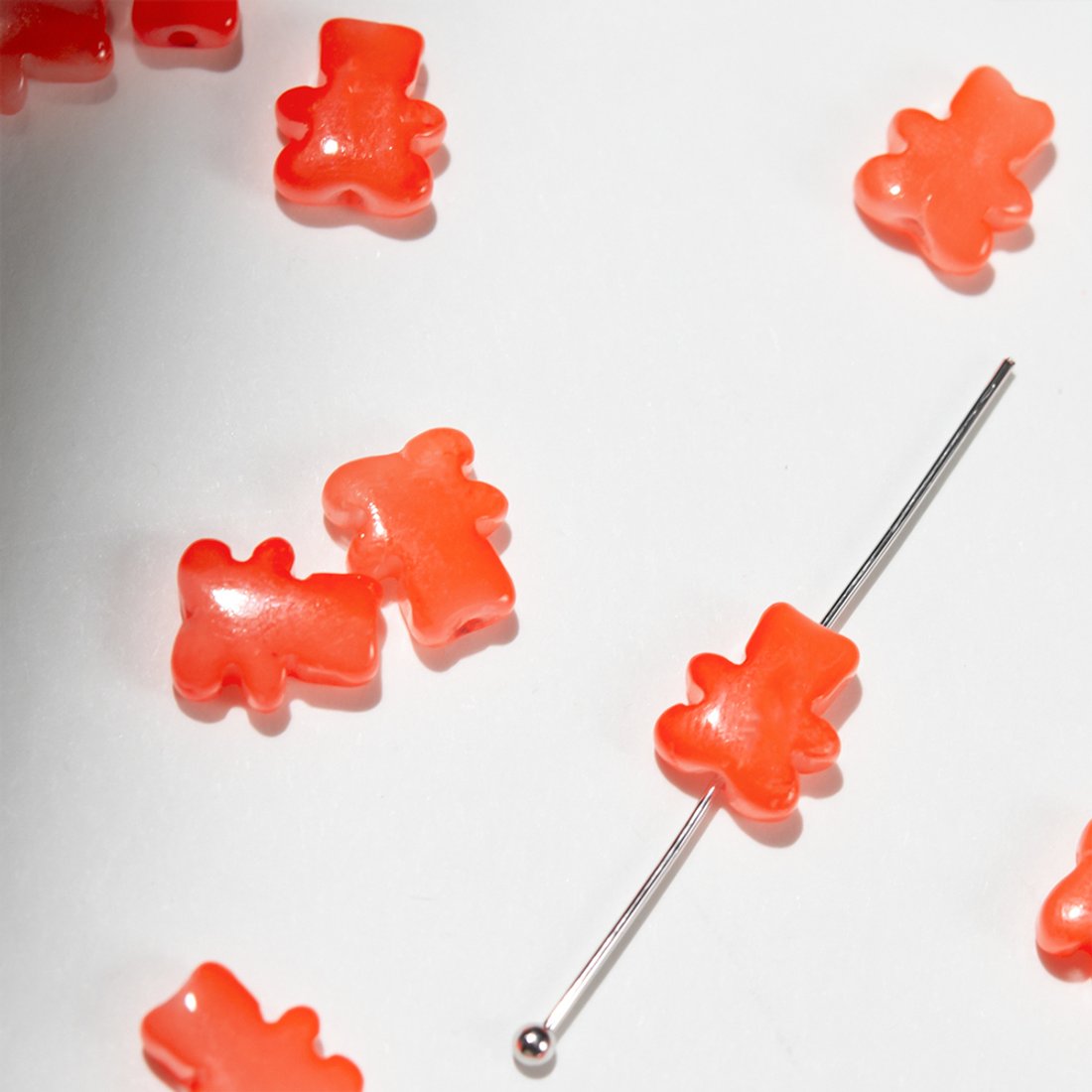 Бусины в форме оранжевых мишек, 9*8мм, акрил