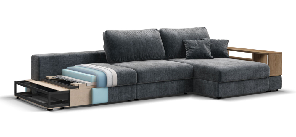 Угловой диван-кровать BOSS MODOOL XL шенилл Gloss карбон