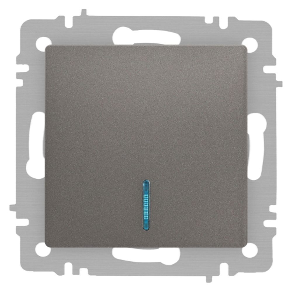 Выключатель Intro Accent 6-102-09 с подсветкой, 10А-250В, IP20, СУ, AL/CU, титан