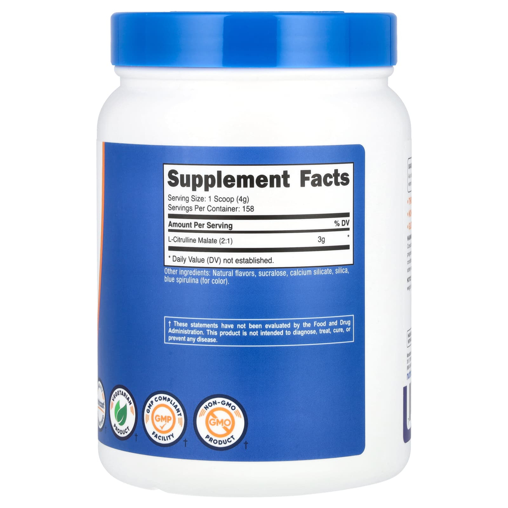 Nutricost, L-цитруллин малат 2:1, голубая малина, 600 г (1,3 фунта)