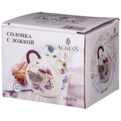 СОЛОНКА С ЛОЖКОЙ AGNESS "ЛАВАНДОВАЯ ВЕСНА" 9,5*10 СМ 170 МЛ (КОР=48ШТ.)