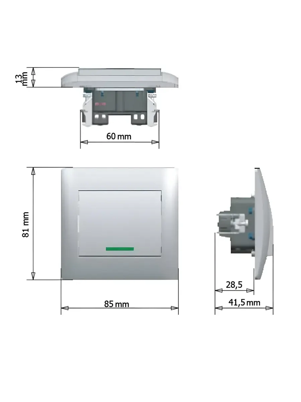 Выключатель 2-кл с индикатором Profitec Corsa белый