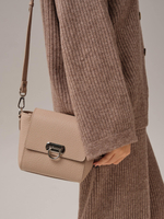 Сумка кожаная кросс-боди 3520 розово-бежевый/бизон