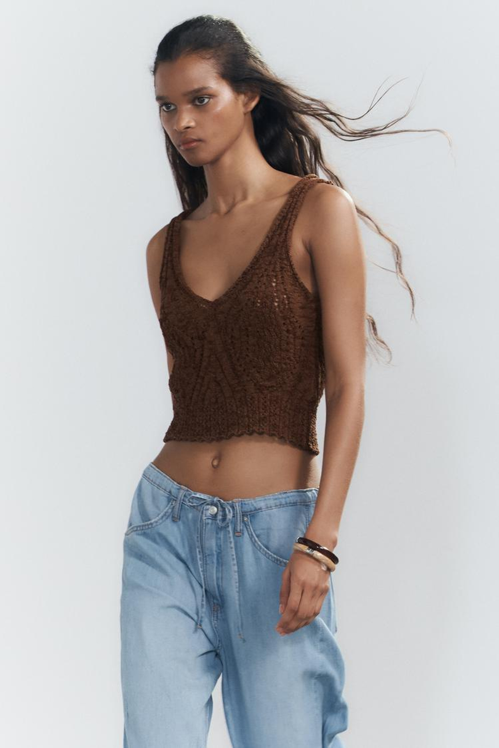 ZARA ДЖИНСЫ TRF НА ШНУРКЕ, ГОЛУБОЙ