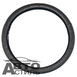 Оплетка на руль круглая Coolpart DIAMOND  (37*38) к/з черный/белый СТРАЗЫ A280-WT белый