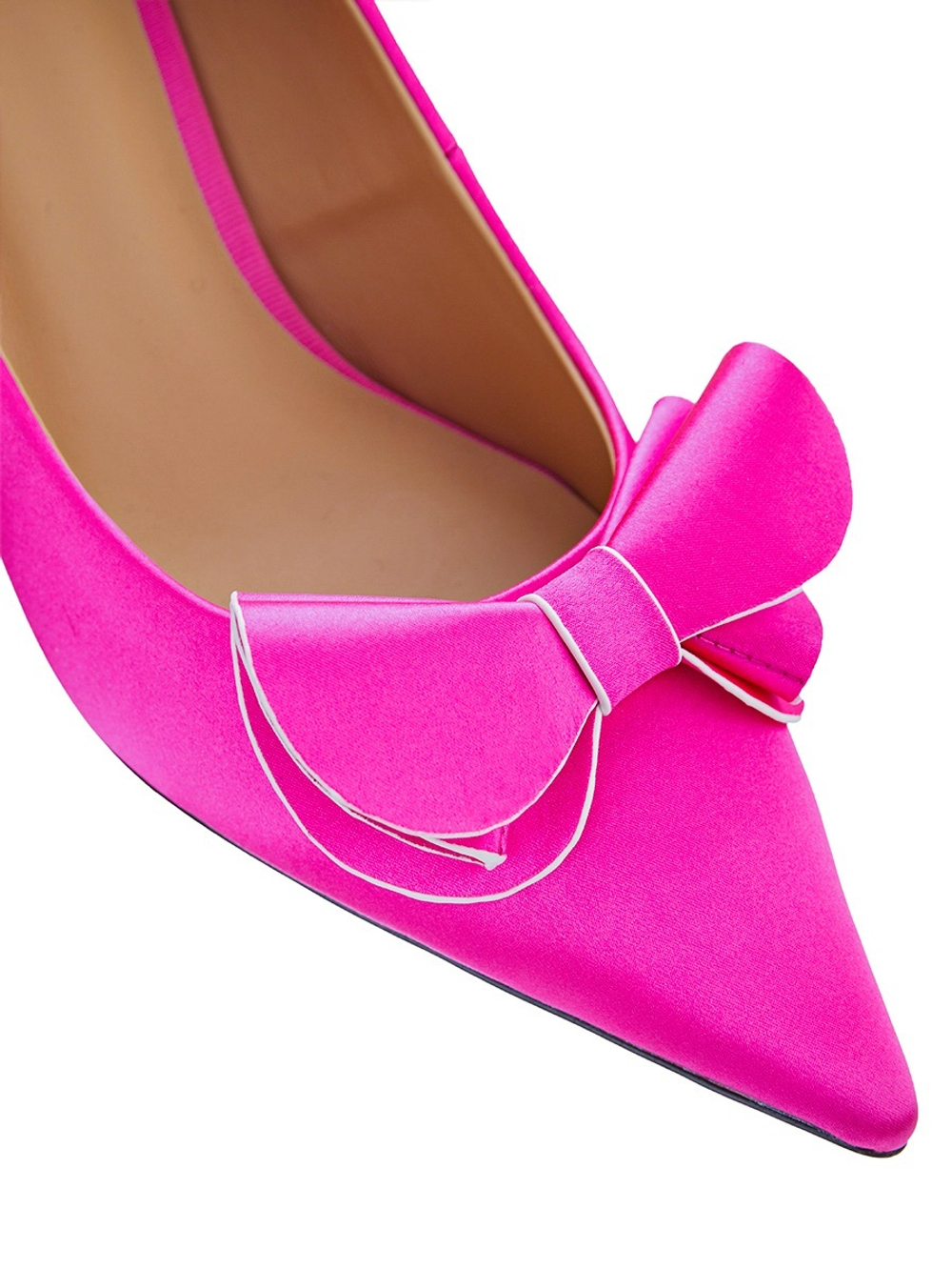 Женские туфли кожаные фуксия с бантом