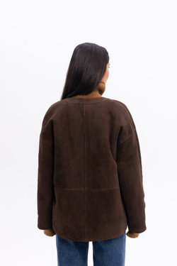 Коричневая двусторонняя шуба-дубленка k é k é