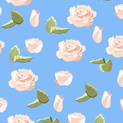Розовые розы на голубом фоне
