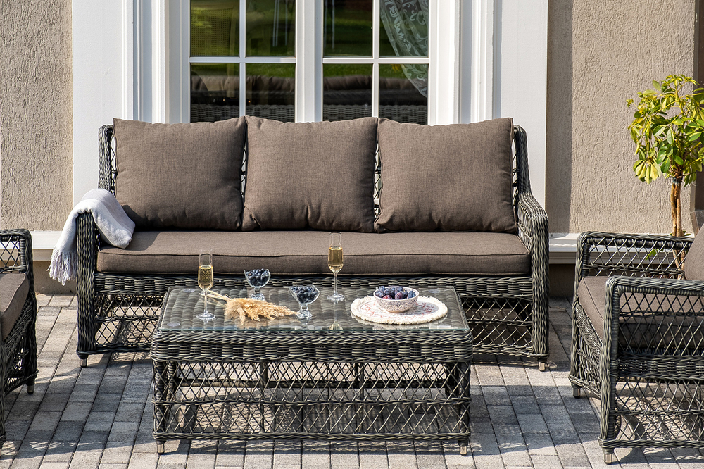 "Гранд Латте" лаунж-зона из искусственного ротанга, цвет графит