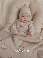Плед детский Loomknits с лошадками, Топленое молоко