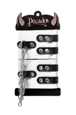 Бело-черные оковы с двумя ремешками и люверсами (Цвет: белый с черным)