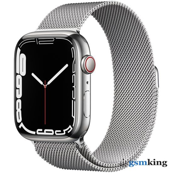 Apple Watch Series 7 GPS + Cellular 45mm Silver Stainless Steel Case with Milanese Loop MKJE3LL/A