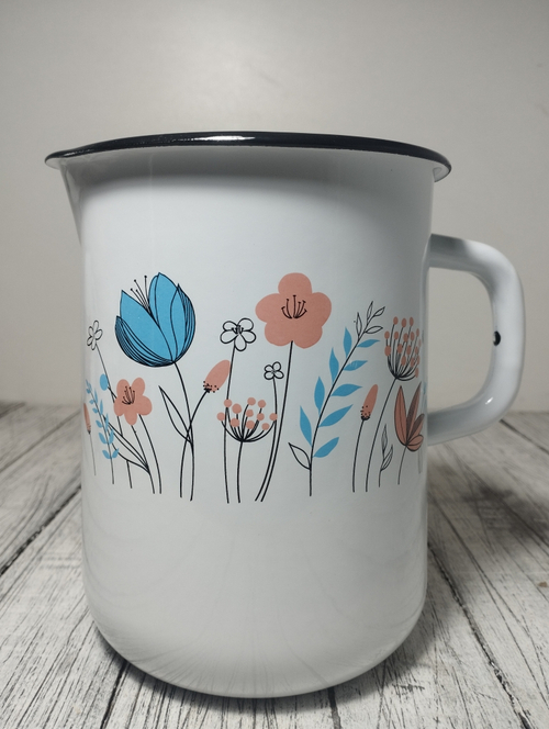 Кувшин 2 л эмаль со сливом с рисунком Цветочки 0110-1/4