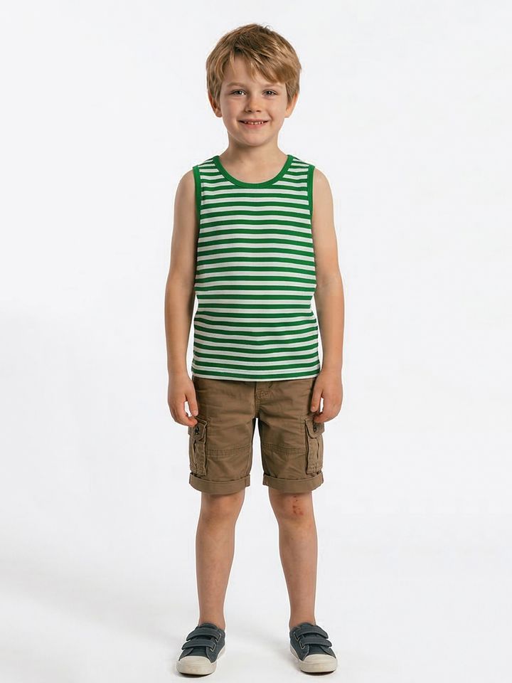 Тельняшка-майка детская х/б зеленая