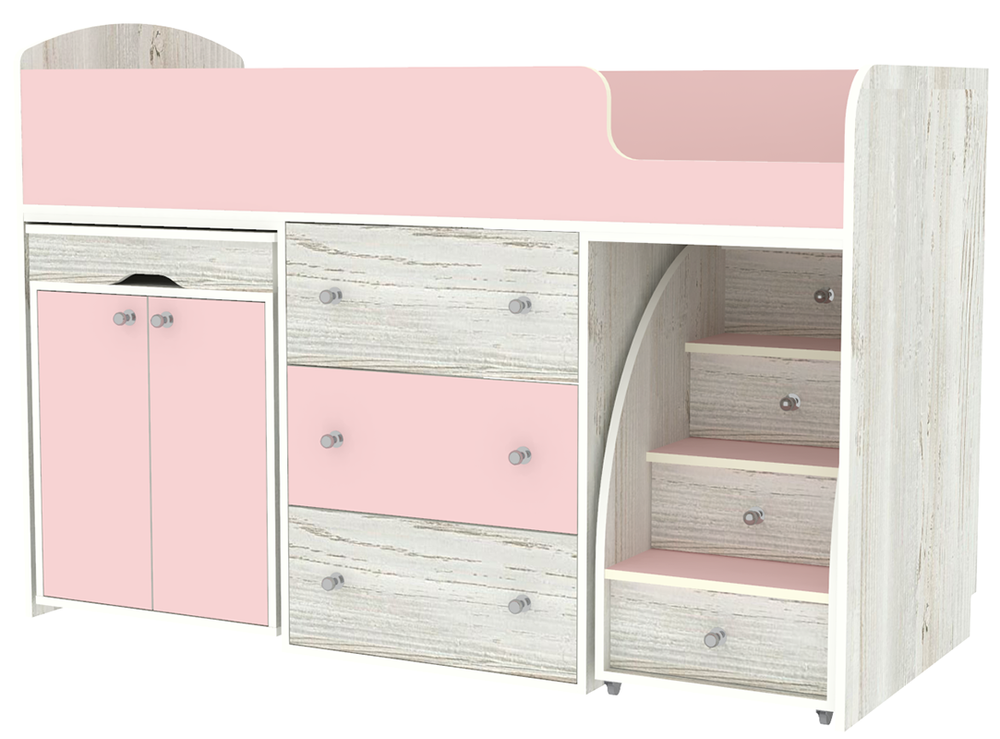 Кровать-чердак КарИВи Малыш Винтерберг Розовый