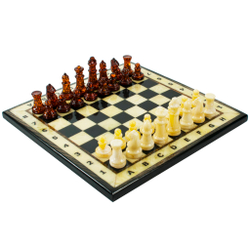 Янтарные шахматы "Коньяк и молоко" 25 на 25 см