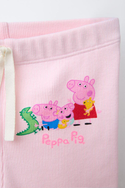 ZARA ВЕЛОСИПЕДКИ В РУБЧИК С ПРИНТОМ PEPPA PIG ™, ПАСТЕЛЬНО-РОЗОВЫЙ