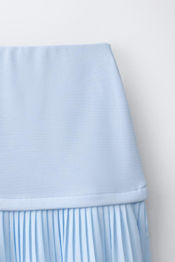 ZARA ЮБКА МИДИ В СКЛАДКУ, ГОЛУБОЙ