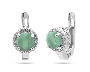 Серьги из серебра с изумрудом